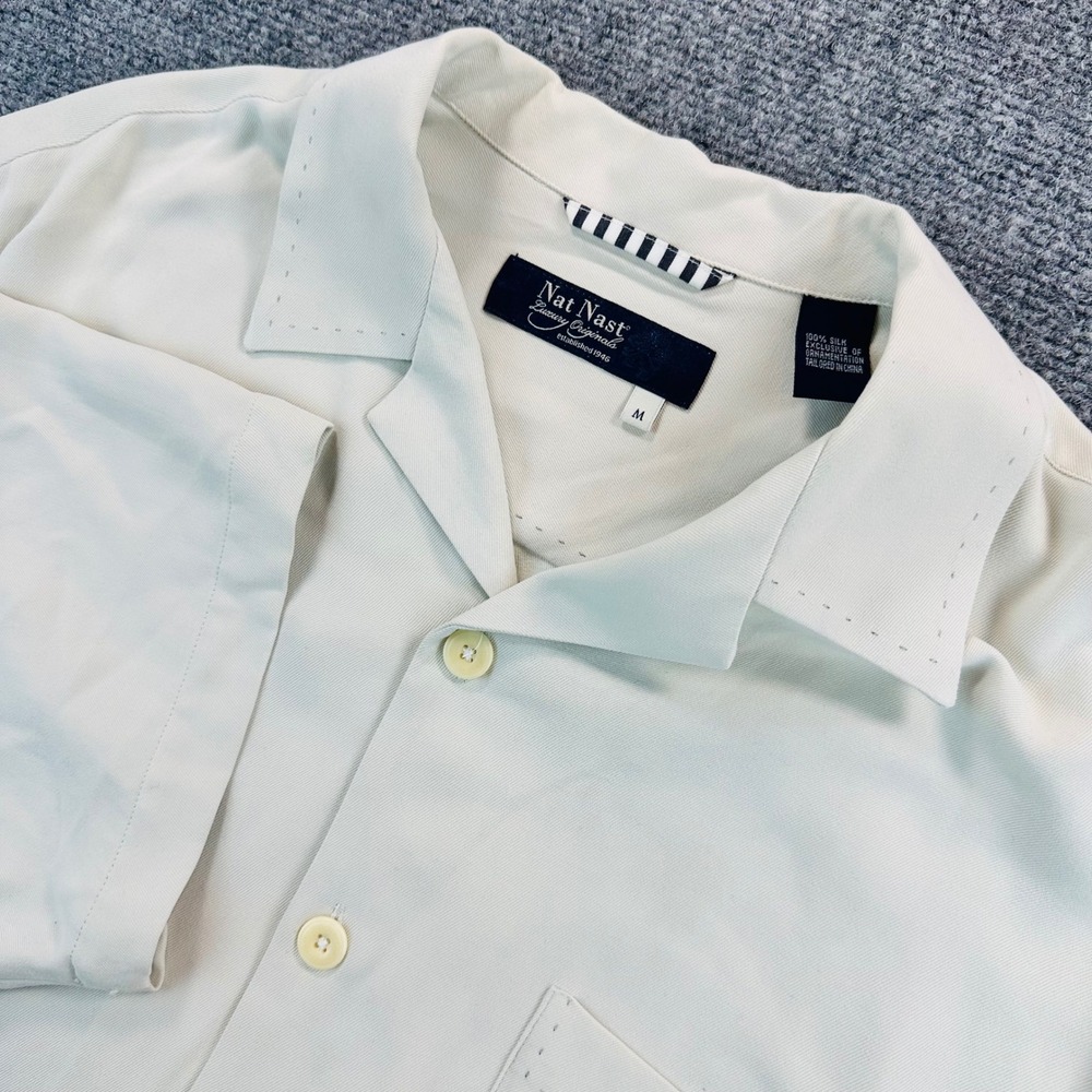 Vintage Nat Nast 100% Silk Camp Shirt Mens M Kentucky Jockey‎ Club Horse Race